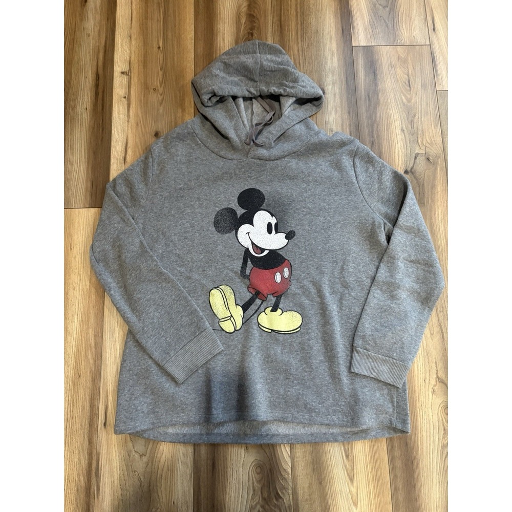 Disney Mickey Mouse Hoodie Sweatshirt Women's 1X XL Gray Magic Kingdom